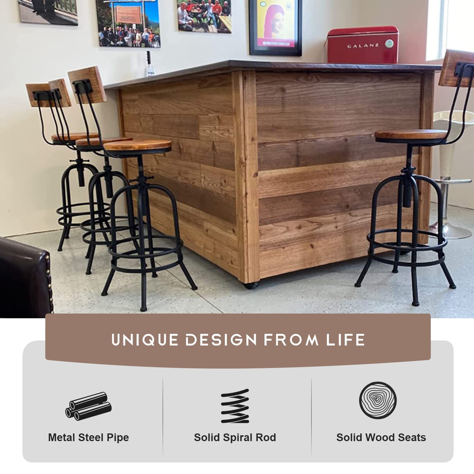Adjustable Bar Height Table & Stools Set, 3-Piece