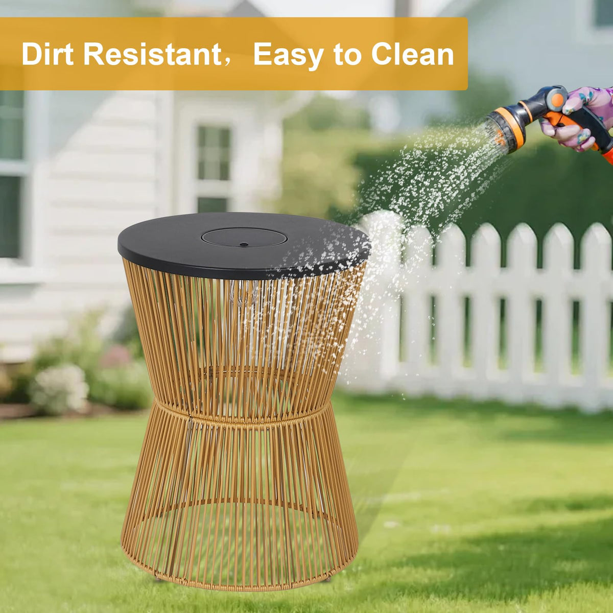 Solar Rattan Side Tables, Set of 2