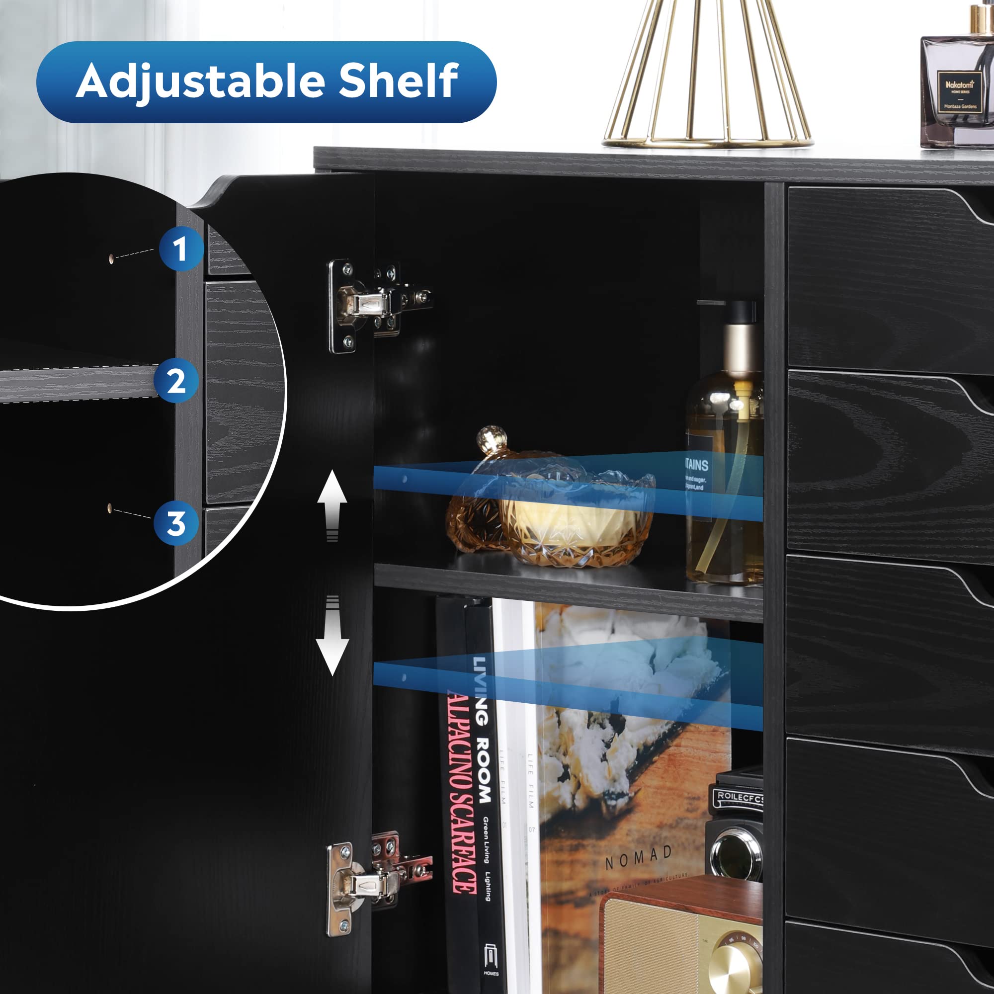 5-Drawer Mobile File Cabinet with Door & Printer Stand
