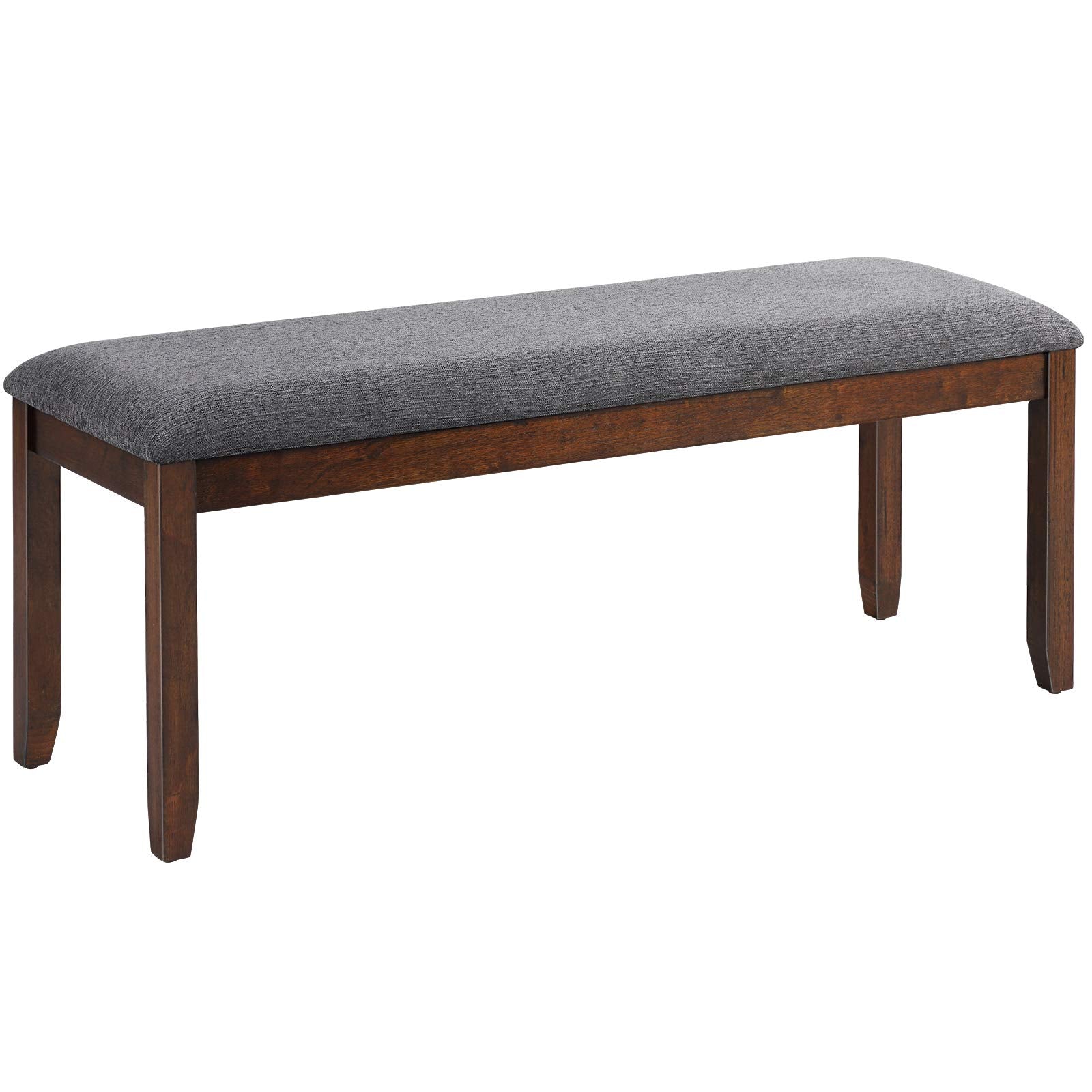 Giantex Dining Room Bench with Upholstered Padded Seat, 660lbs Capacity, 47.5" x 15.5" x 19.5" Ottoman, Wood Kitchen Table Bench for Entryway, Bedroom End of Bed, Grey