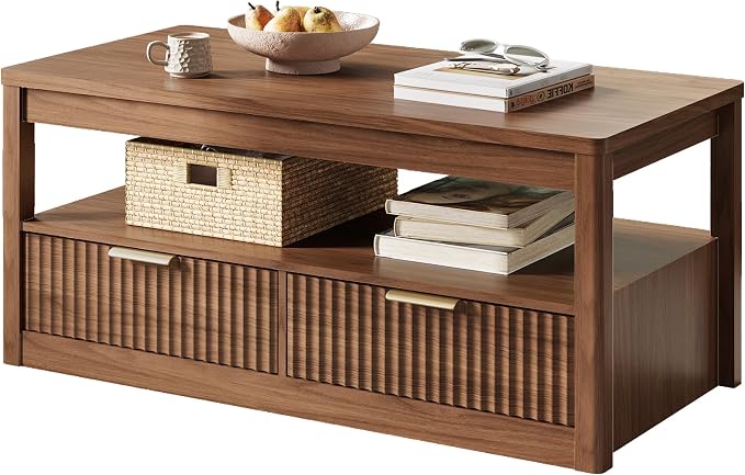 Oak Fluted Storage Coffee Table