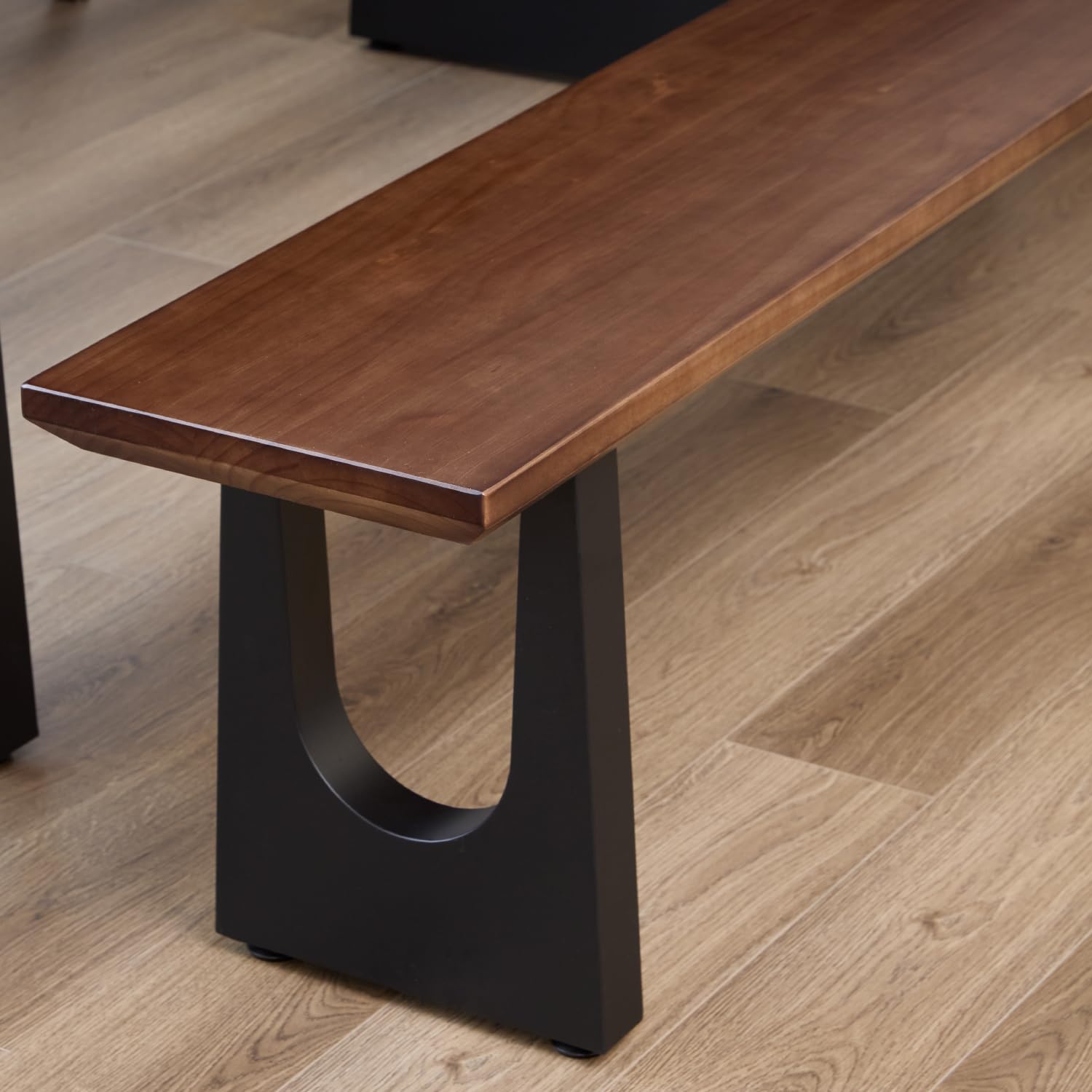 Solid Wood Bench with Metal U-Shaped Legs