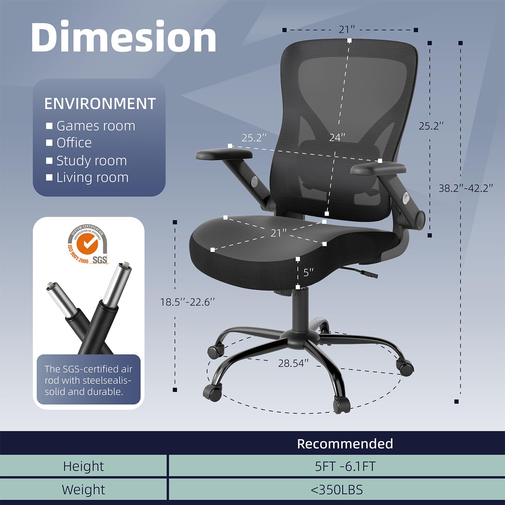 Ergonomic Office Chair with Lumbar Support & Mesh Back