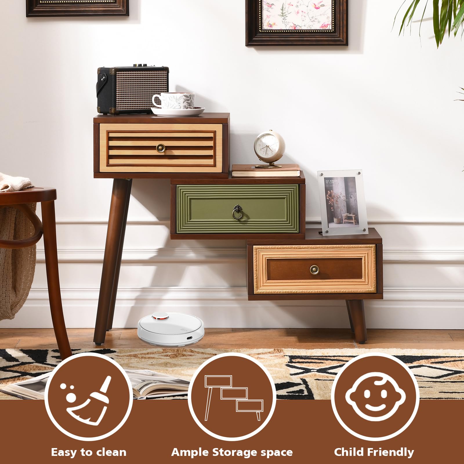 Vintage Asymmetrical Accent Chest with Drawers
