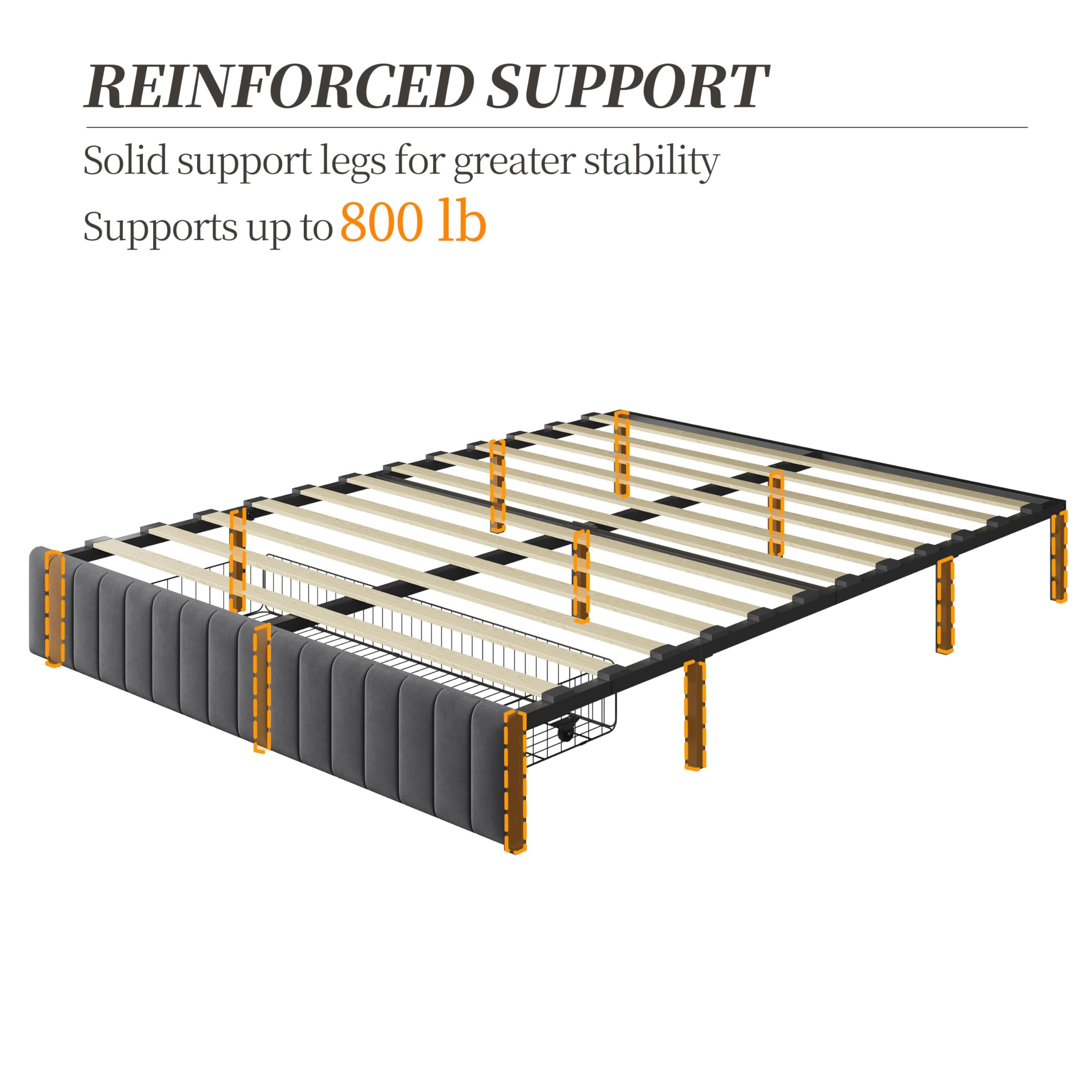 Upholstered Platform Bed with Storage Drawers