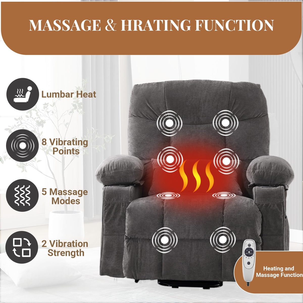 Heated Massage Lift Recliner