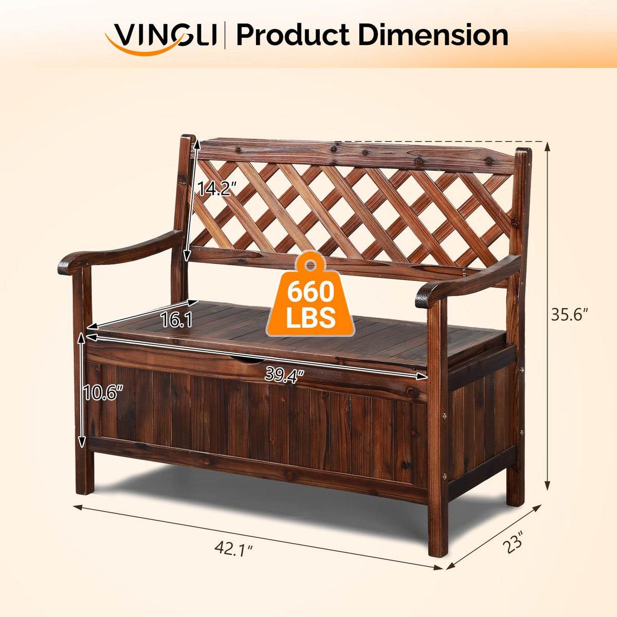 Wood Outdoor Storage Bench