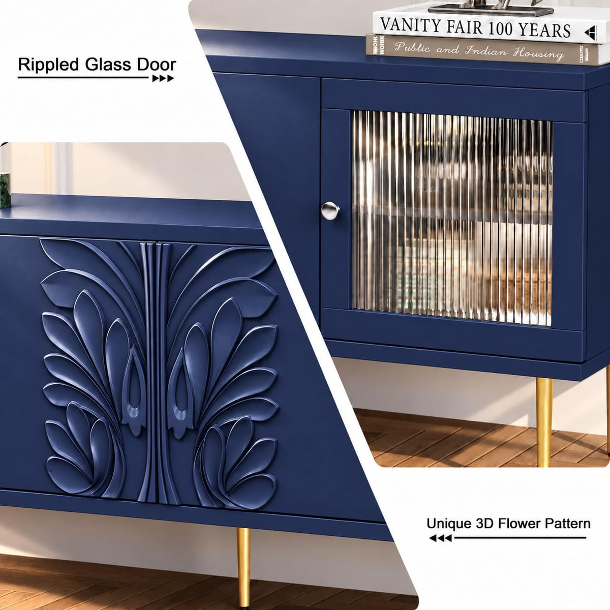 Fluted Glass TV Stand