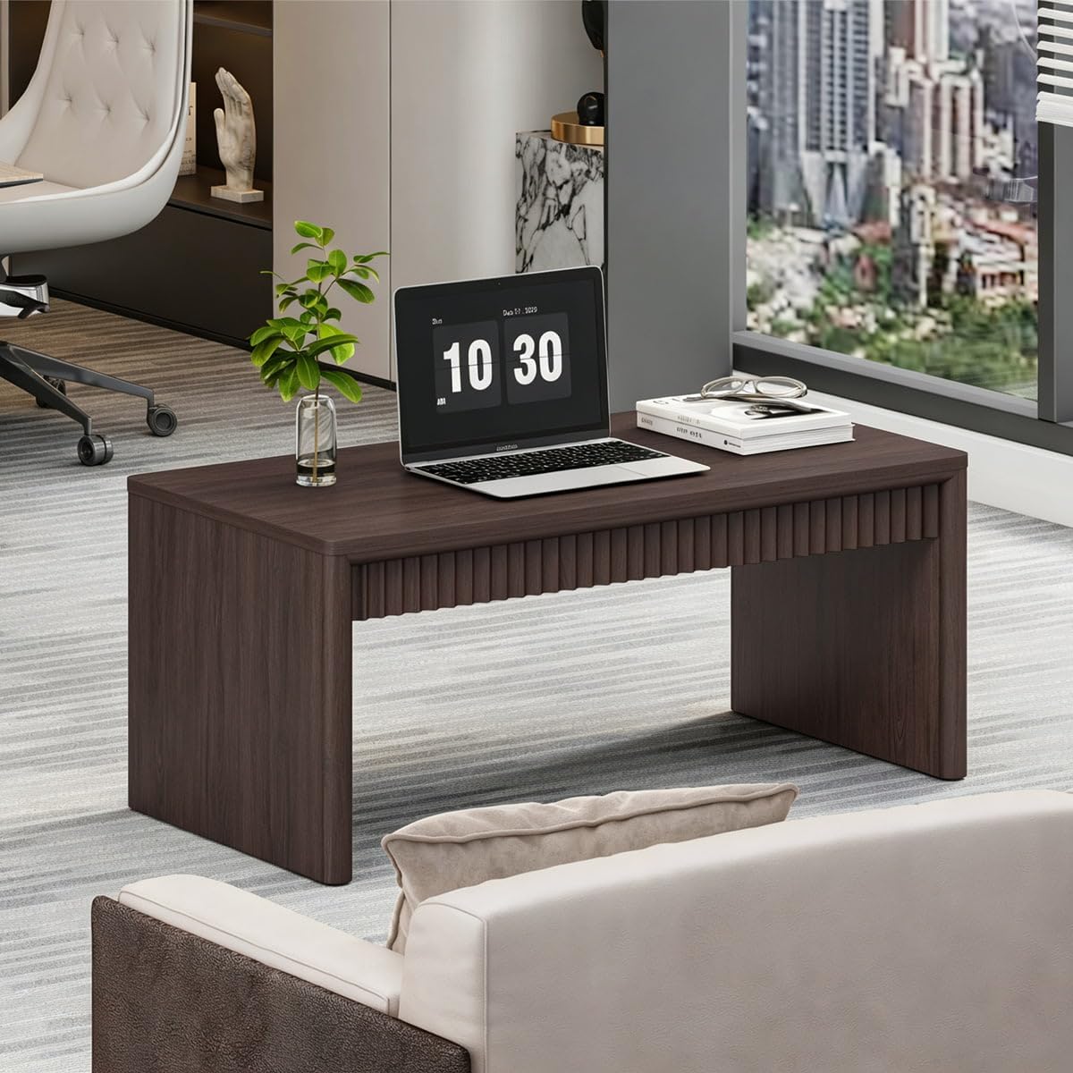 Walnut Brown Fluted Coffee Table