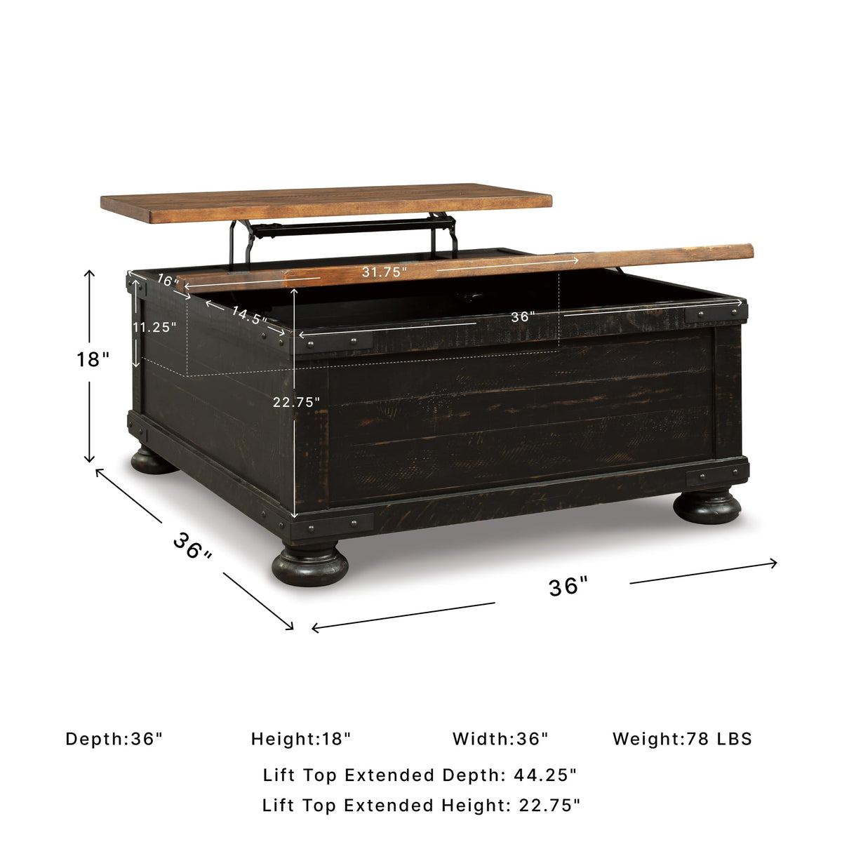 Signature Design by Ashley Lift Top Coffee Table with Storage, Farmhouse