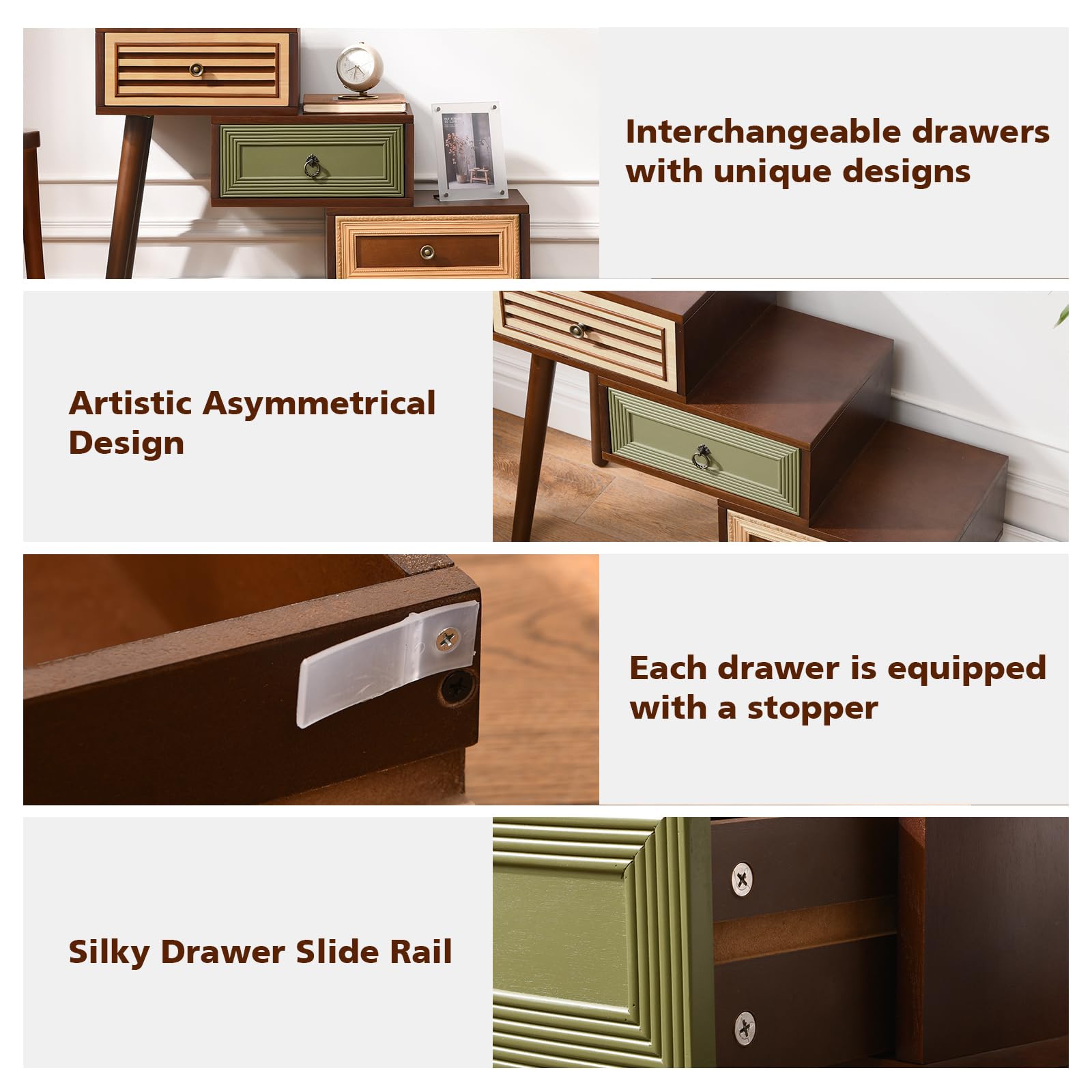 Vintage Asymmetrical Accent Chest with Drawers