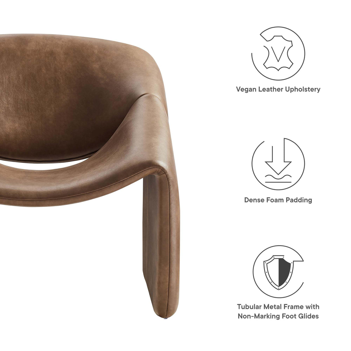 Modway EEI-6768-BRN Vivi Vegan Leather Accent Chair, Brown