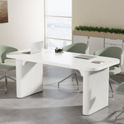 Tribesigns 5 ft Conference Table, Modern Rectangular Meeting Seminar Table with Double Pedestal, 62-Inch Large Boardroom Table for Office (White)