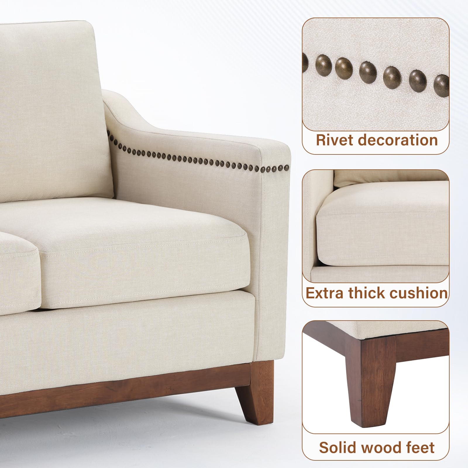 4-Piece Living Room Sofa Set with Storage Ottoman