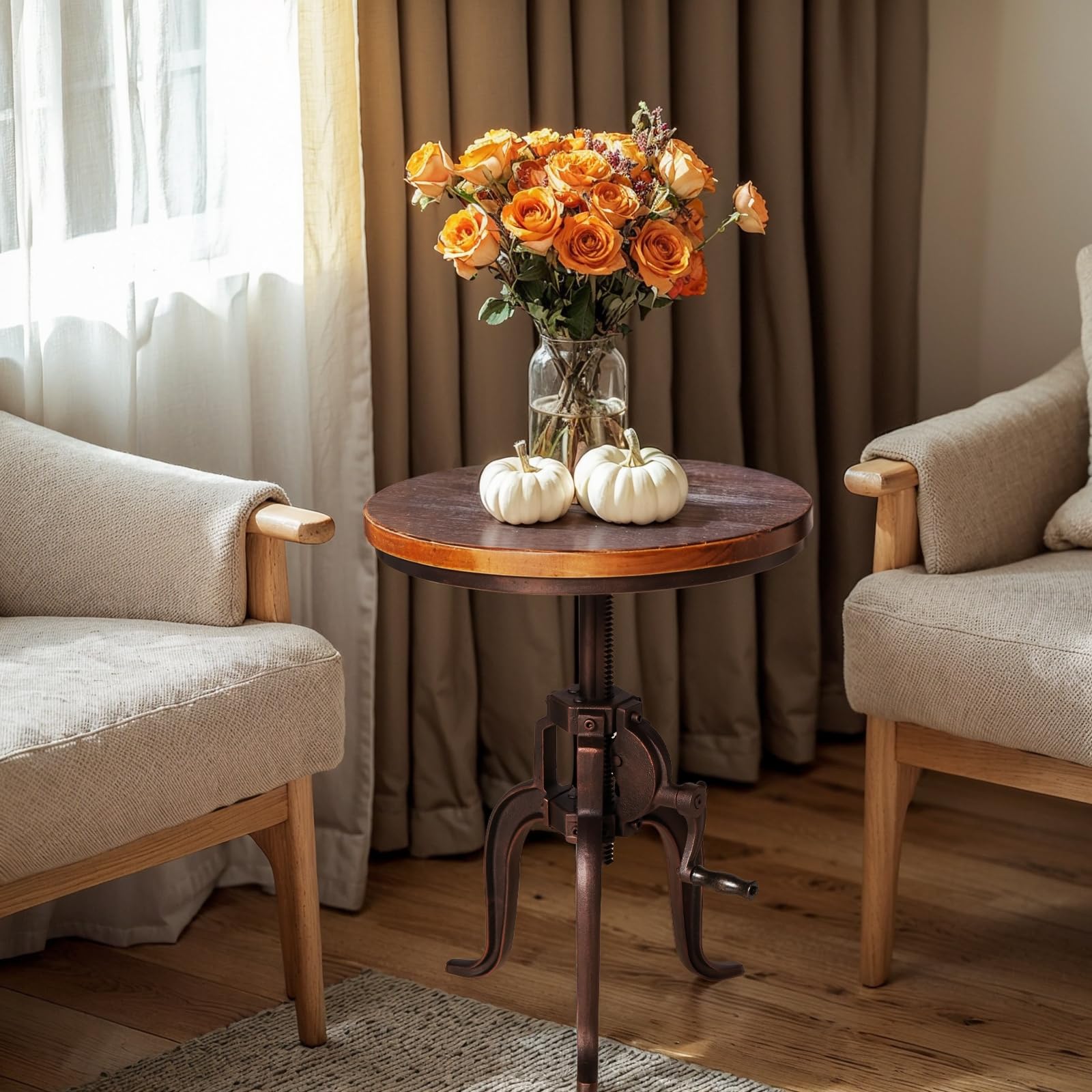 Adjustable Height Crank Accent Table