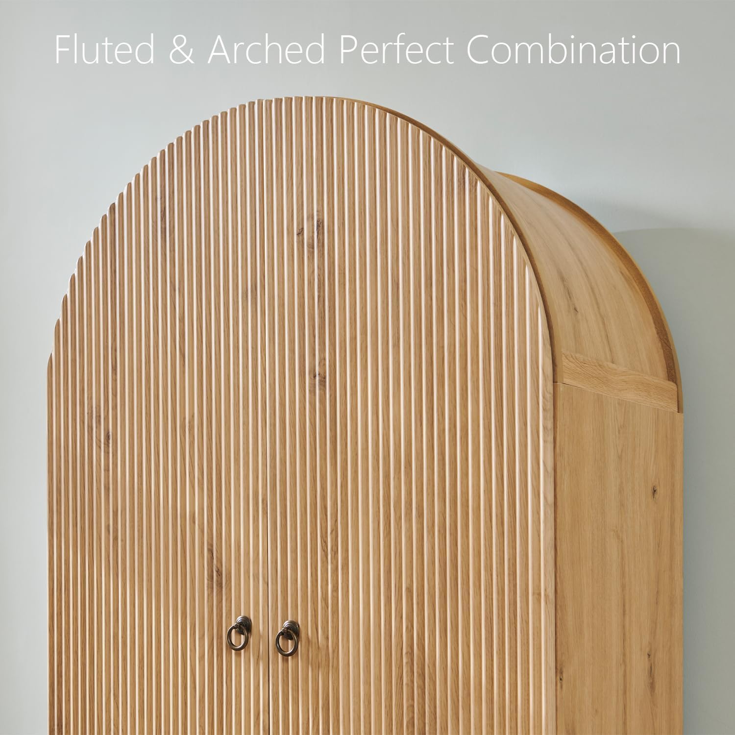 Fluted Arched Pantry Cabinet with Drawers & Adjustable Shelves