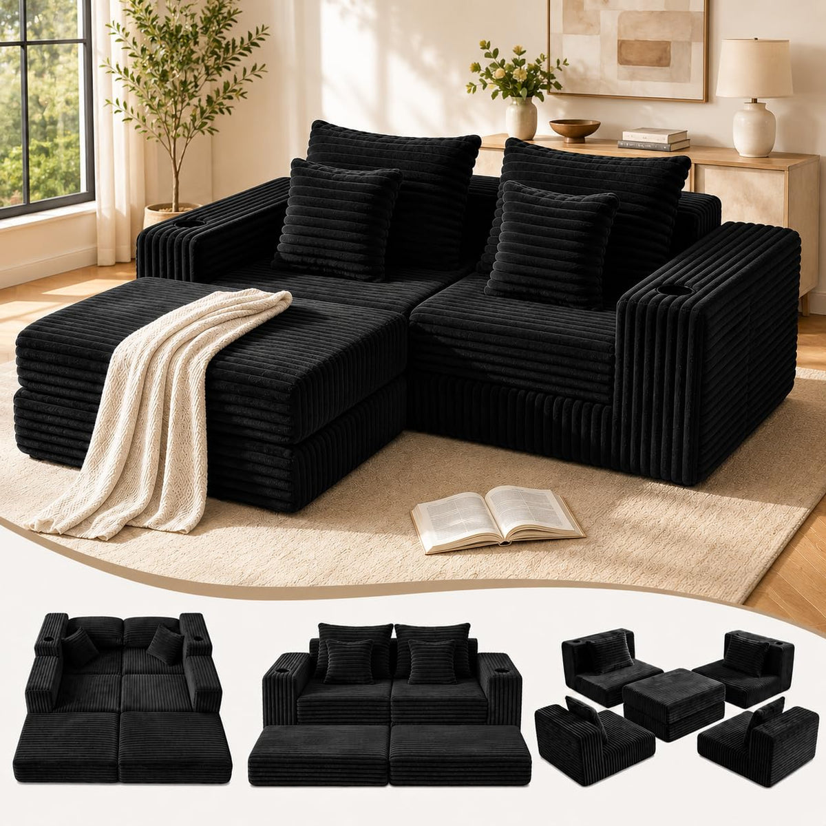Corduroy Modular Sectional Sofa