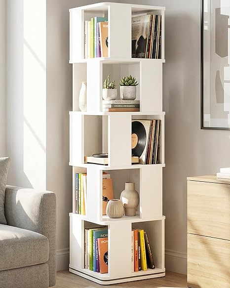 5-Tier 360° Rotating Corner Bookshelf
