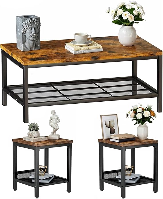 3-Piece Coffee Table Set with Metal Legs