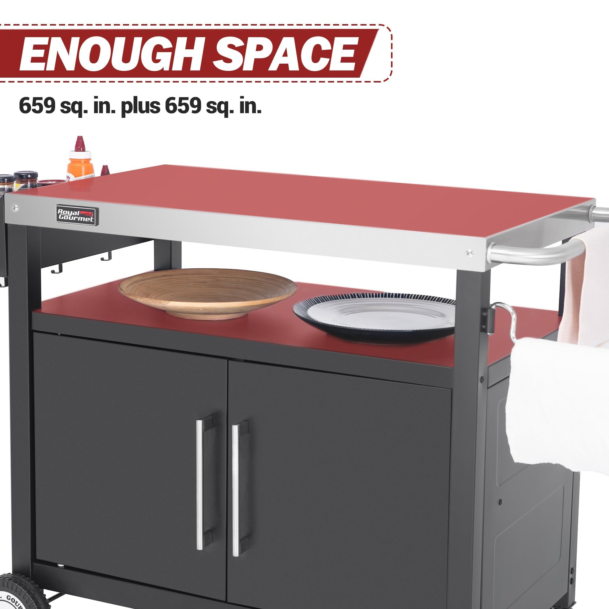 Outdoor Grill Cart with Storage Cabinet