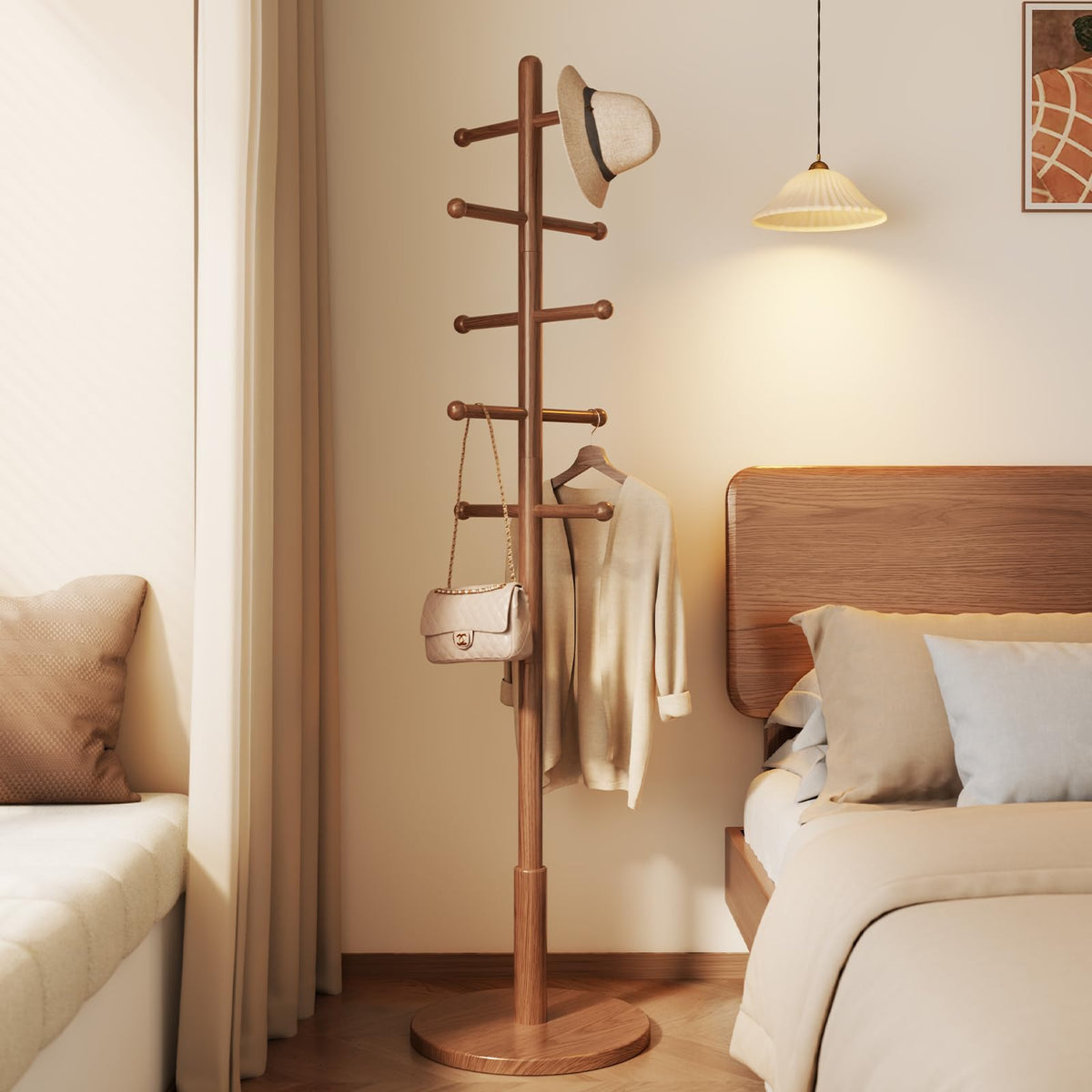 Adjustable Solid Wood Coat Rack
