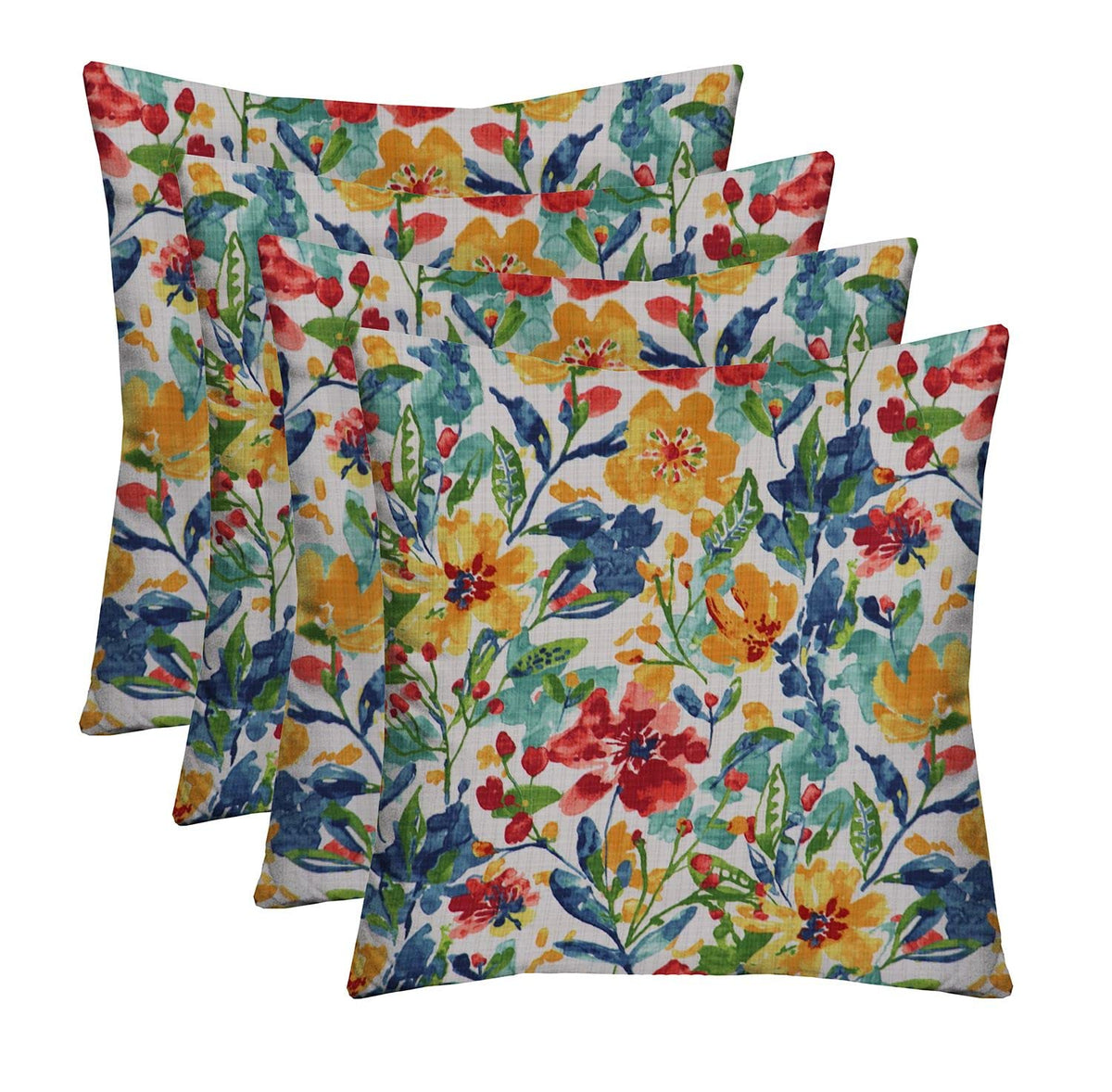 RSH DECOR: Square Throw Pillows Set of 4 | 20” x 20” | All-Weather Spun Fabric | Water and Fade-Resistant | Outdoor Accent Pillows for Patio Furniture | Oakmont Hightown Festival - Made in USA