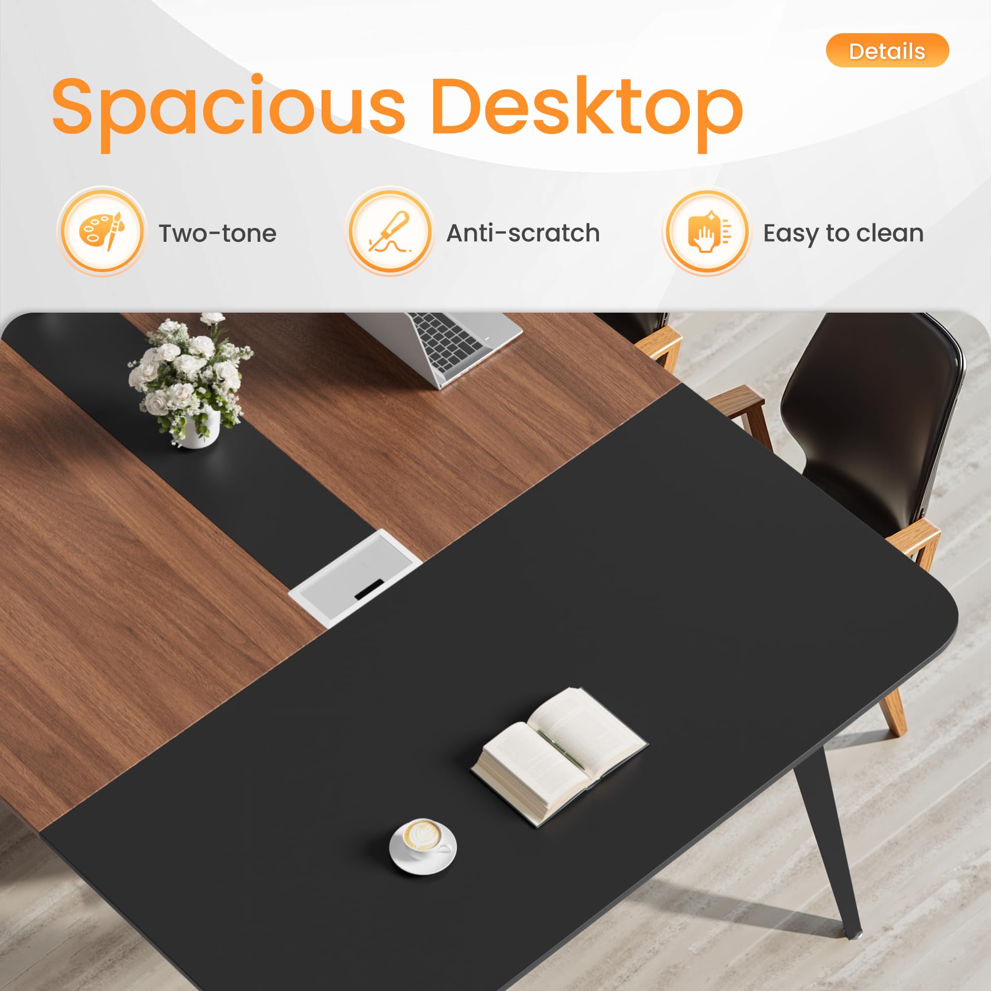 8FT Conference Table with Cable Grommets