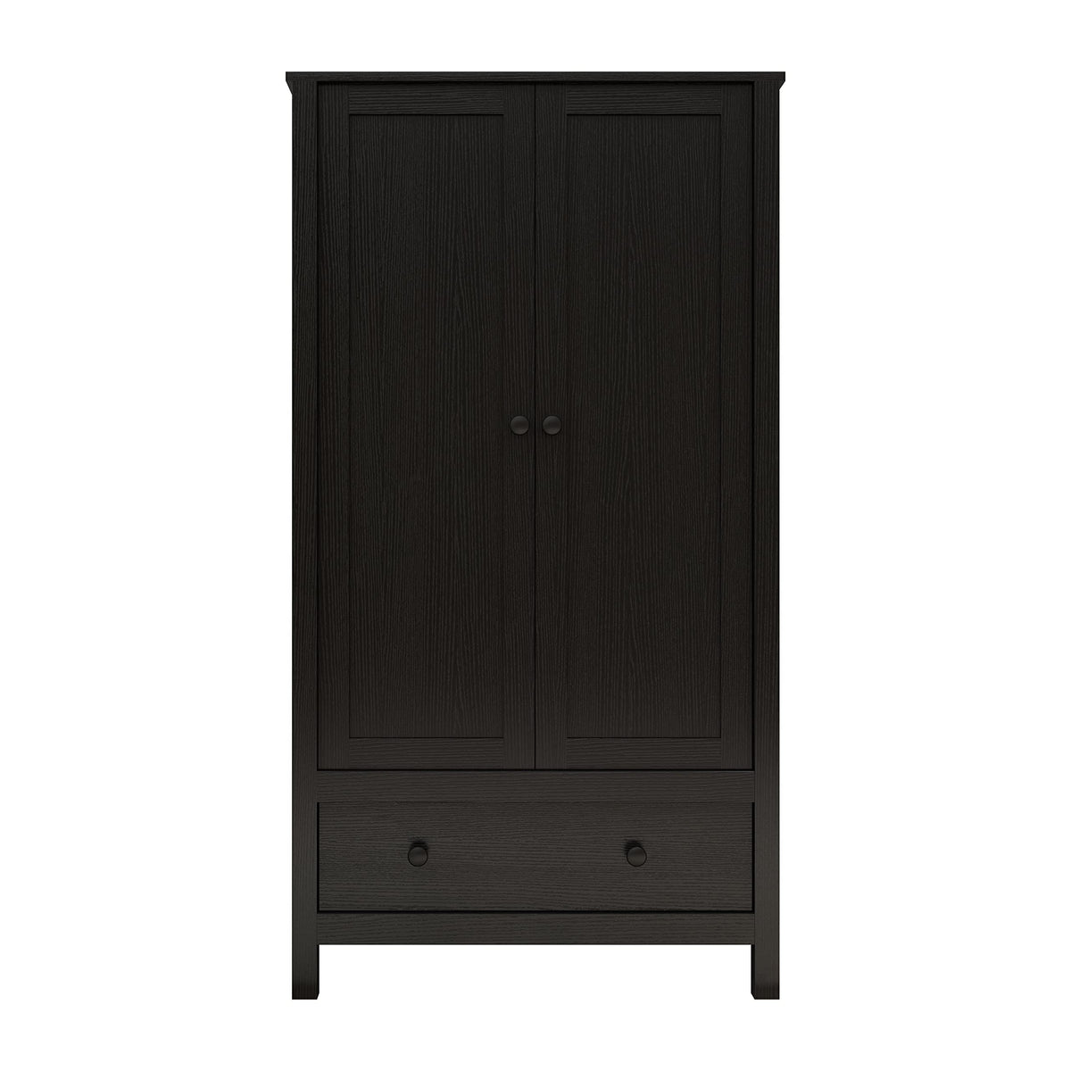 Panana 2 Door Wardrobe, Armoire with Drawer for Bedroom (Black)
