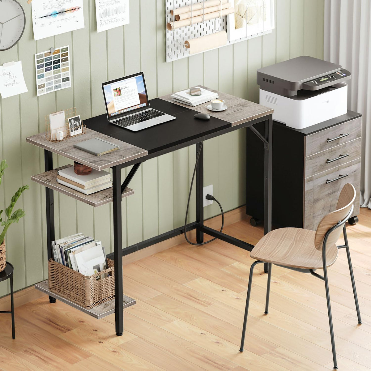 Compact Computer Desk with Charging Station