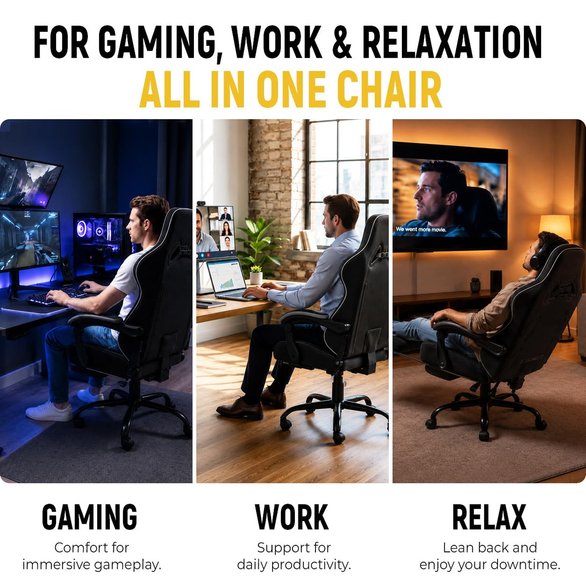 Gaming Chair for Adults with Footrest, Upgraded Ergonomic Chair, 330 lb