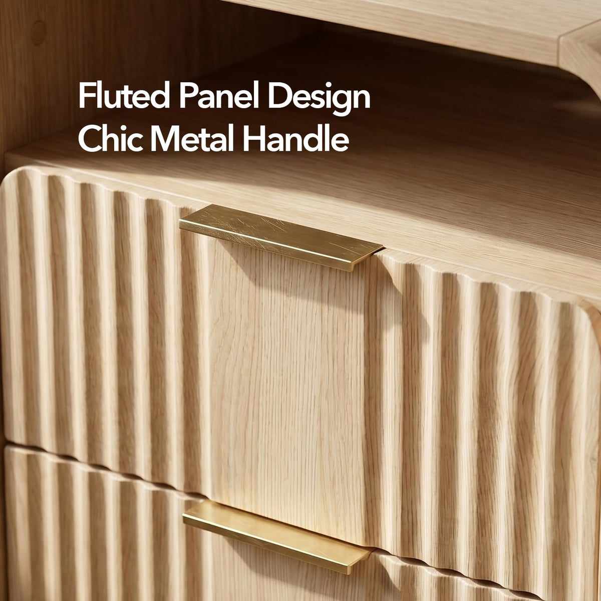 Fluted Nightstand with Charging Station