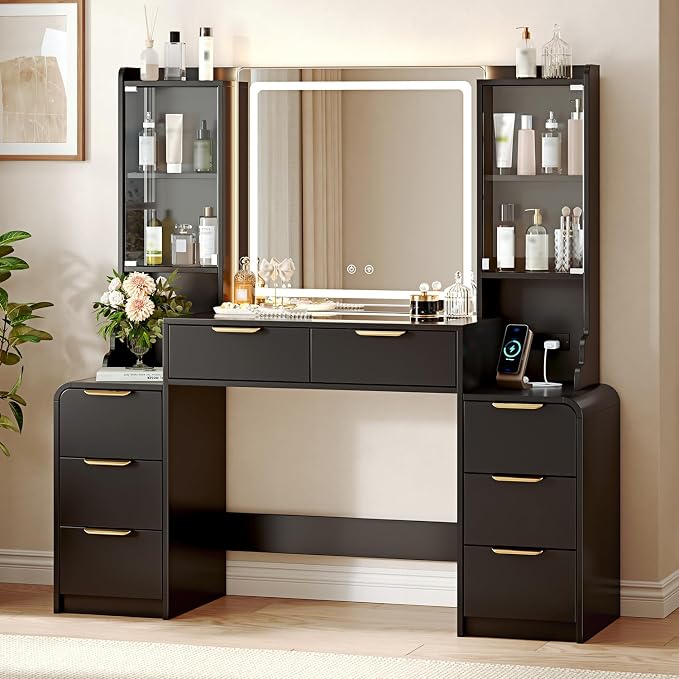 LED Makeup Vanity with 8 Drawers
