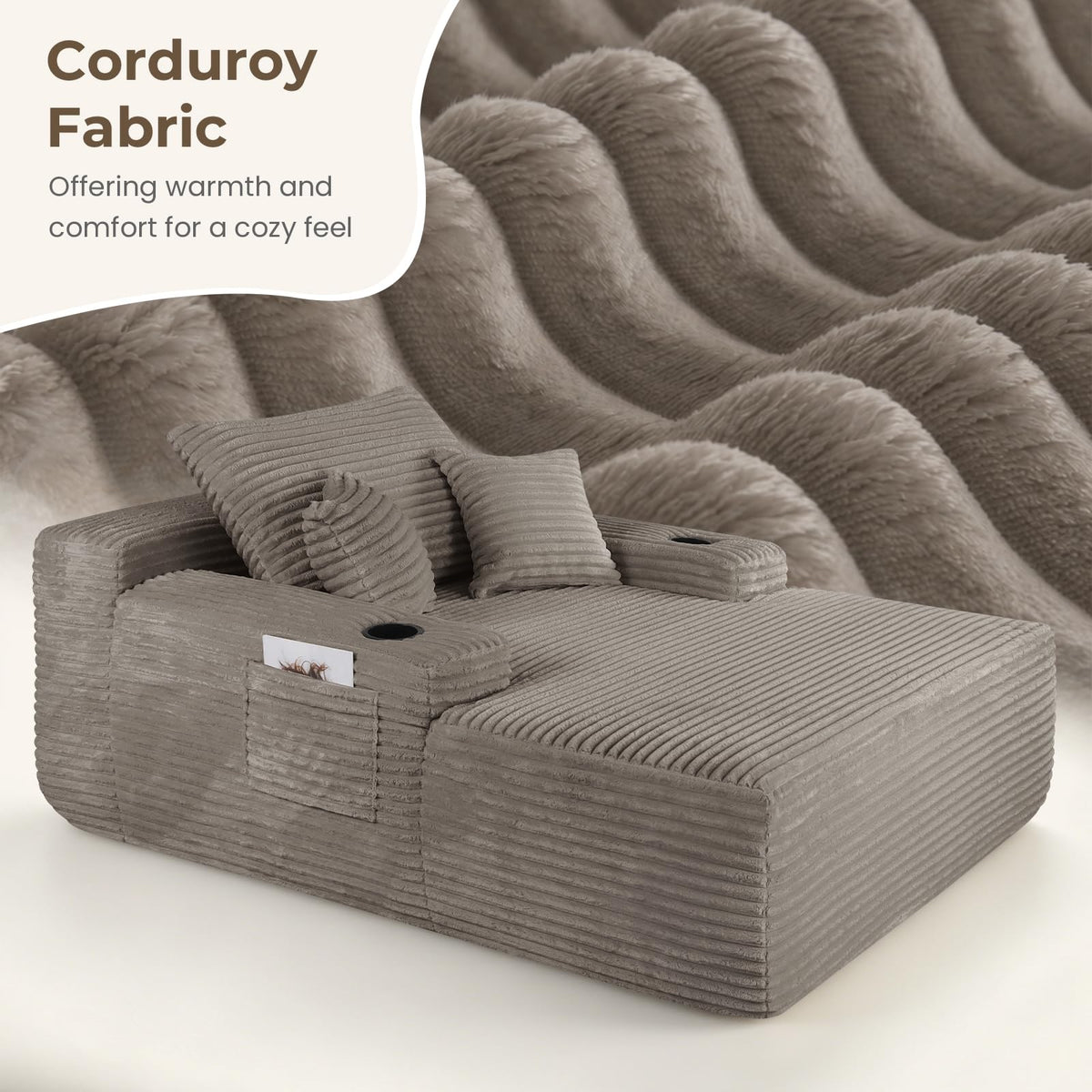 Brown Corduroy Chaise Lounge