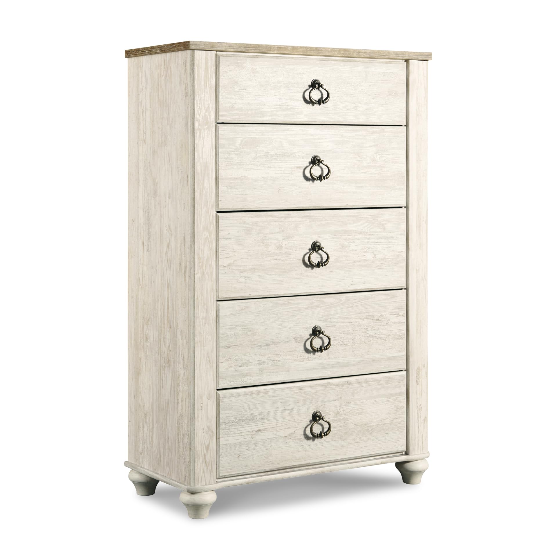 Signature Design by Ashley Willowton 5 Drawer Chest of Drawers, Two-tone Brown and Whitewash