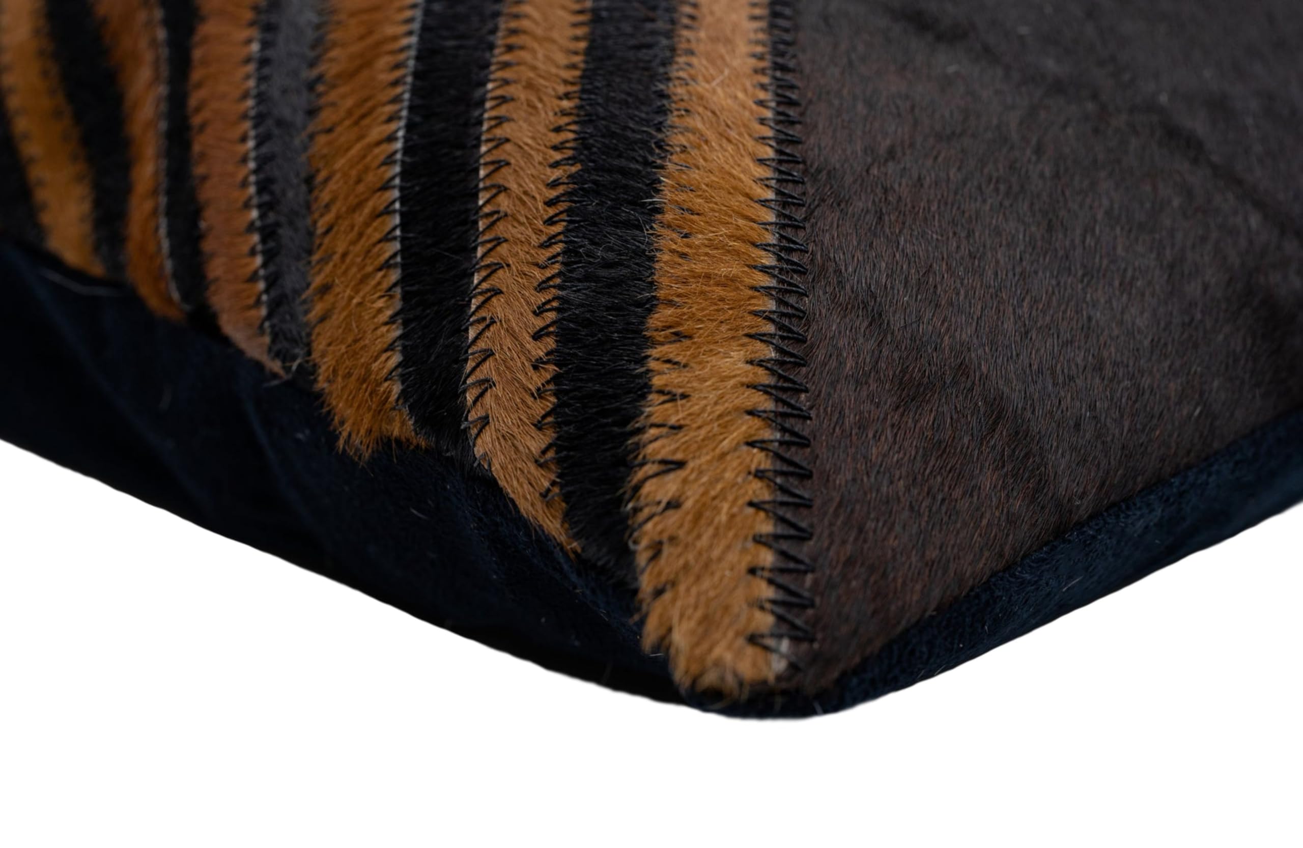 CANVELLO Genuine Cowhide Leather Decorative Throw Pillows - Handmade Patchwork Accent Pillows for Sofa, Couch, Chair - Southwestern Feather Down Insert Included (Set of Two (18"x18" + 16"x24"))