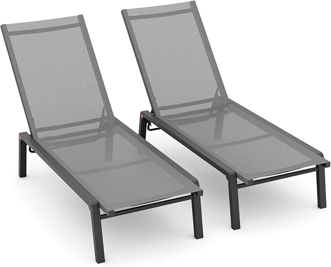 Foldable Outdoor Chaise Lounge Set of 2
