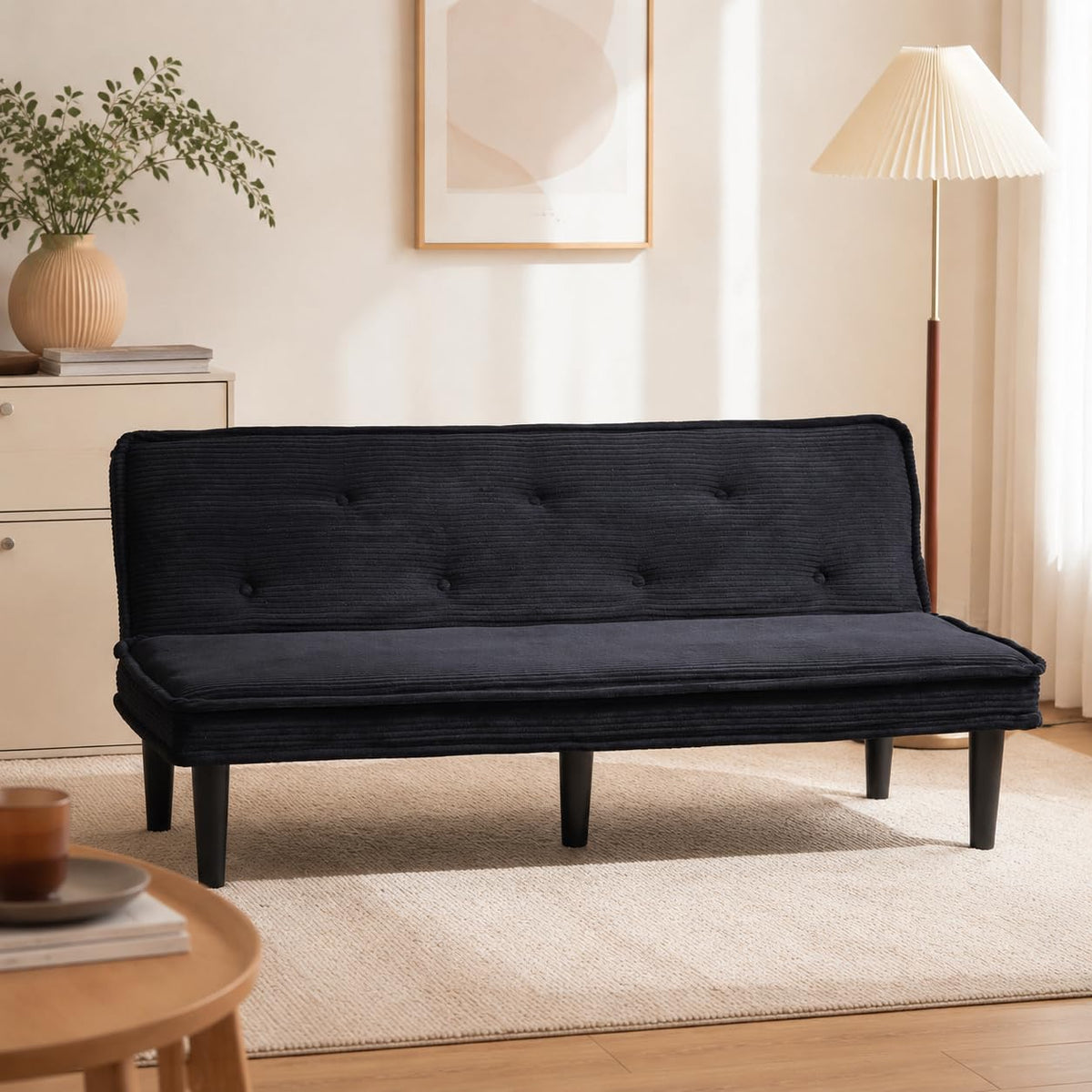 WDYLWFHW Convertible Futon Sofa Bed, Corduroy Folding Loveseat Couch