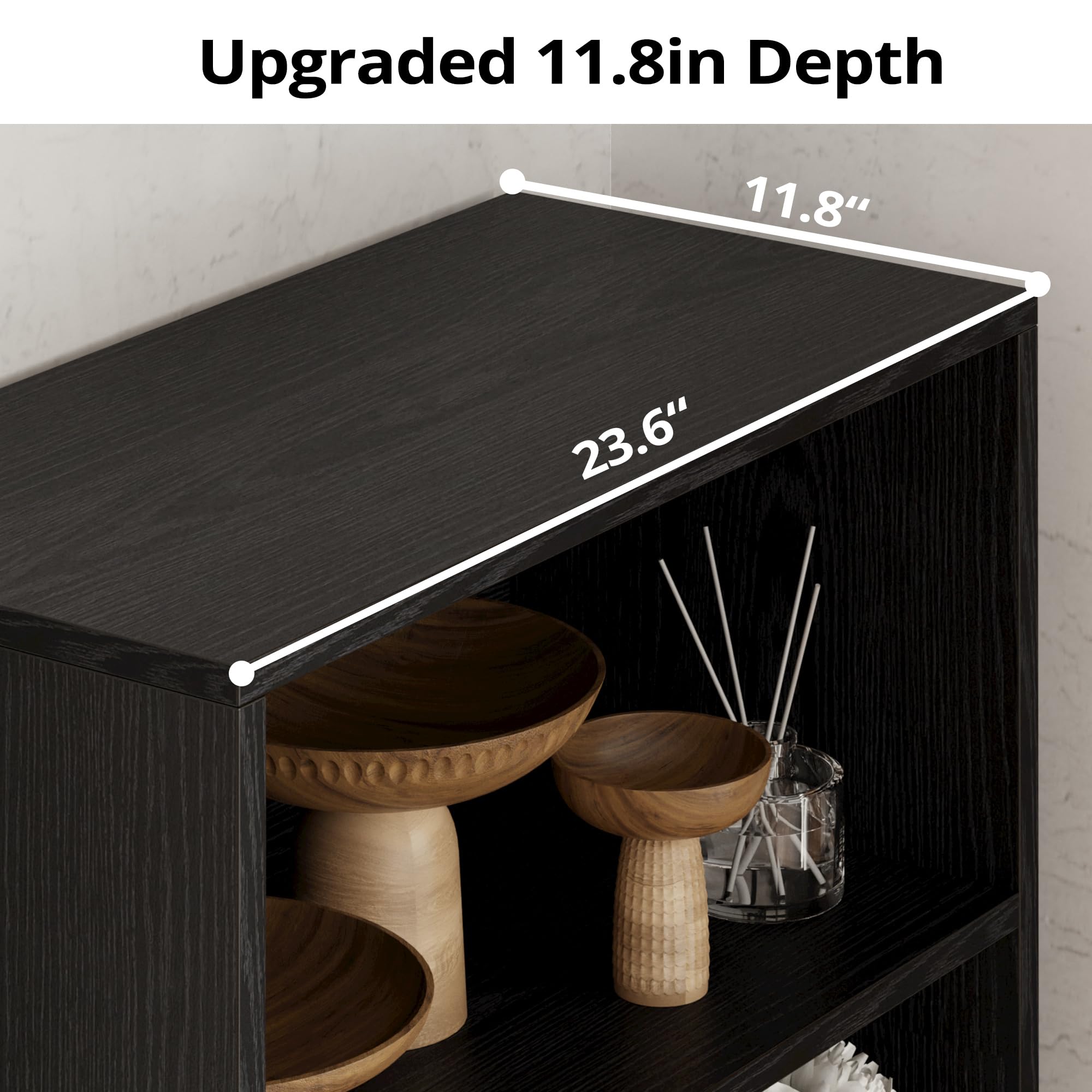 IRONCK Industrial Bookshelves and Bookcases with Doors 11.8 in Depth Floor Standing 5 Shelf Display Storage Shelves Tall Bookcase for Home, Office, Living Room