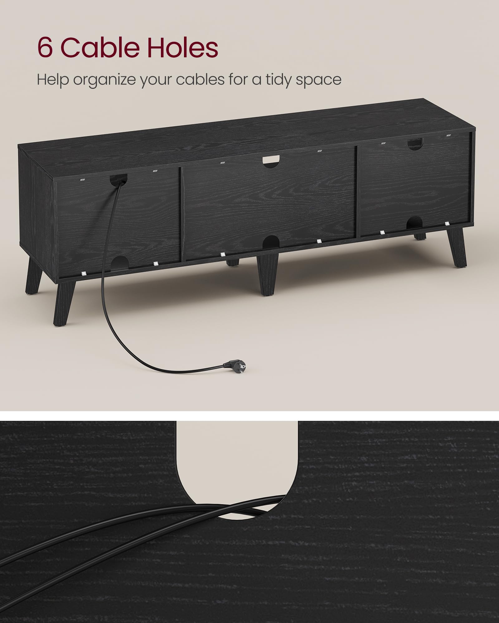 58" TV Stand with Adjustable Shelf & Storage Cabinets