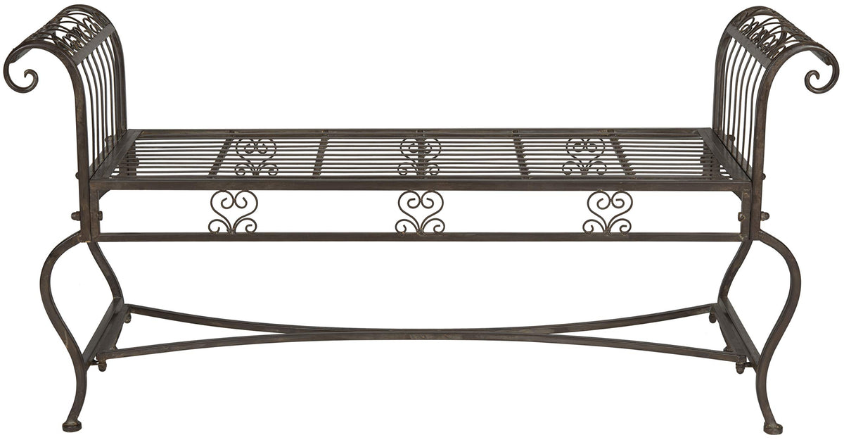 SAFAVIEH Outdoor Brielle Metal Bench, 52" Rustic Brown PAT5004B