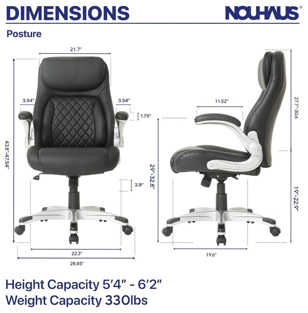 Ergonomic PU Leather Office Chair with Lumbar Support