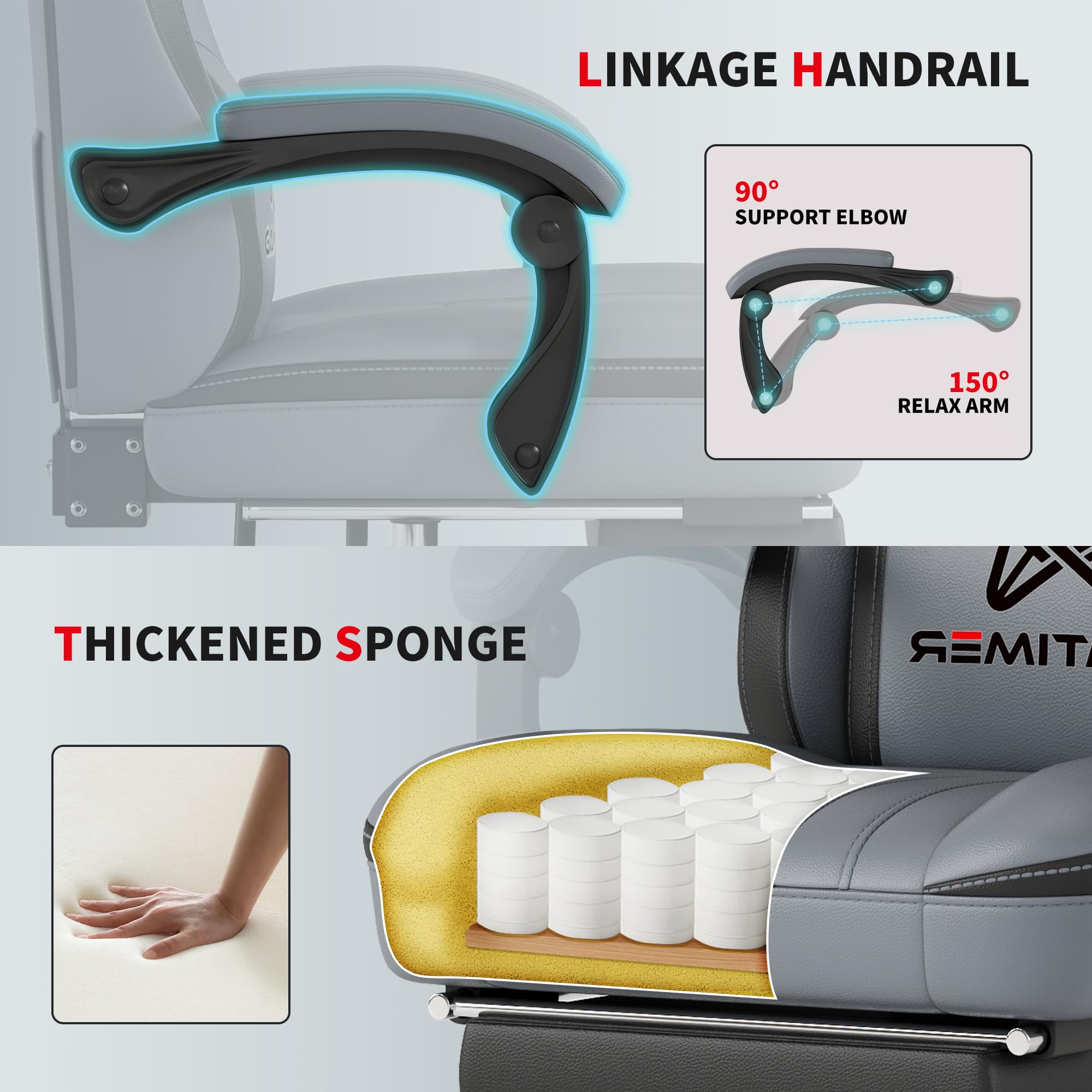 Ergonomic Gaming Chair with Footrest & Lumbar Support