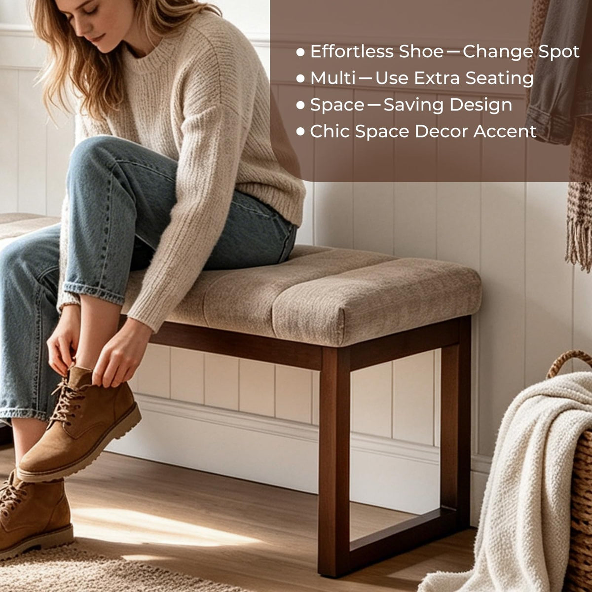 Tufted Chenille Bedroom Bench