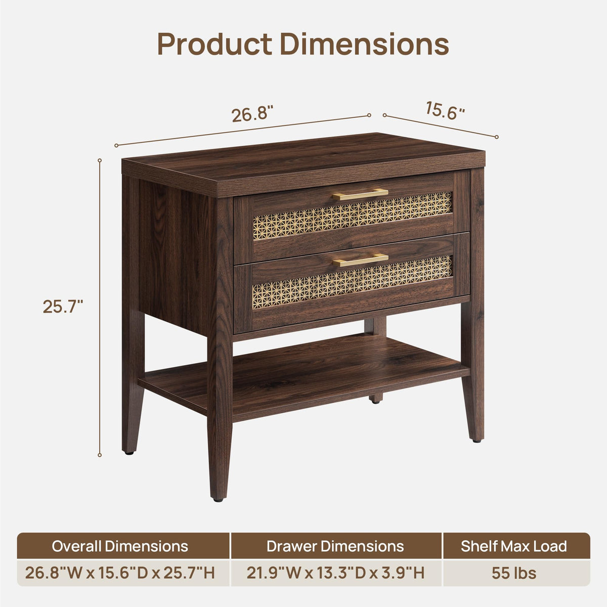 SICOTAS Night Stand Set 2,Rustic Nightstand Set of 2 with Drawer and Shelf