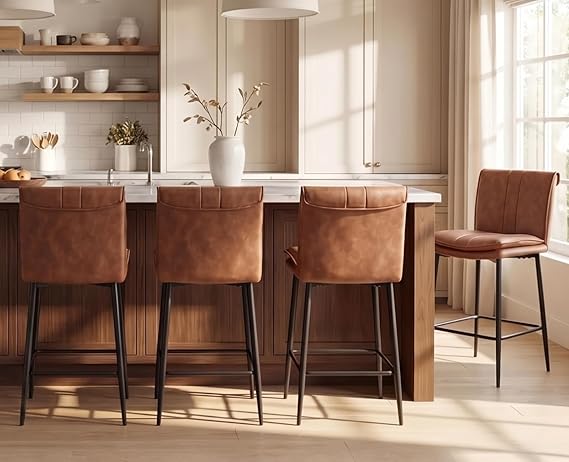 Leather Counter Height Bar Stools with Back