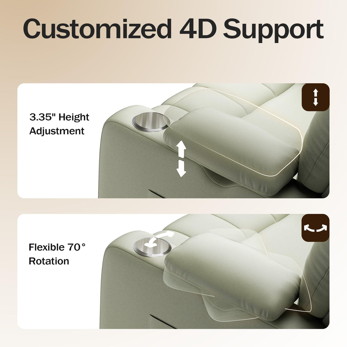 Power Glider Recliner Nursery w/ Adjustable Armrest Lumbar Headrest