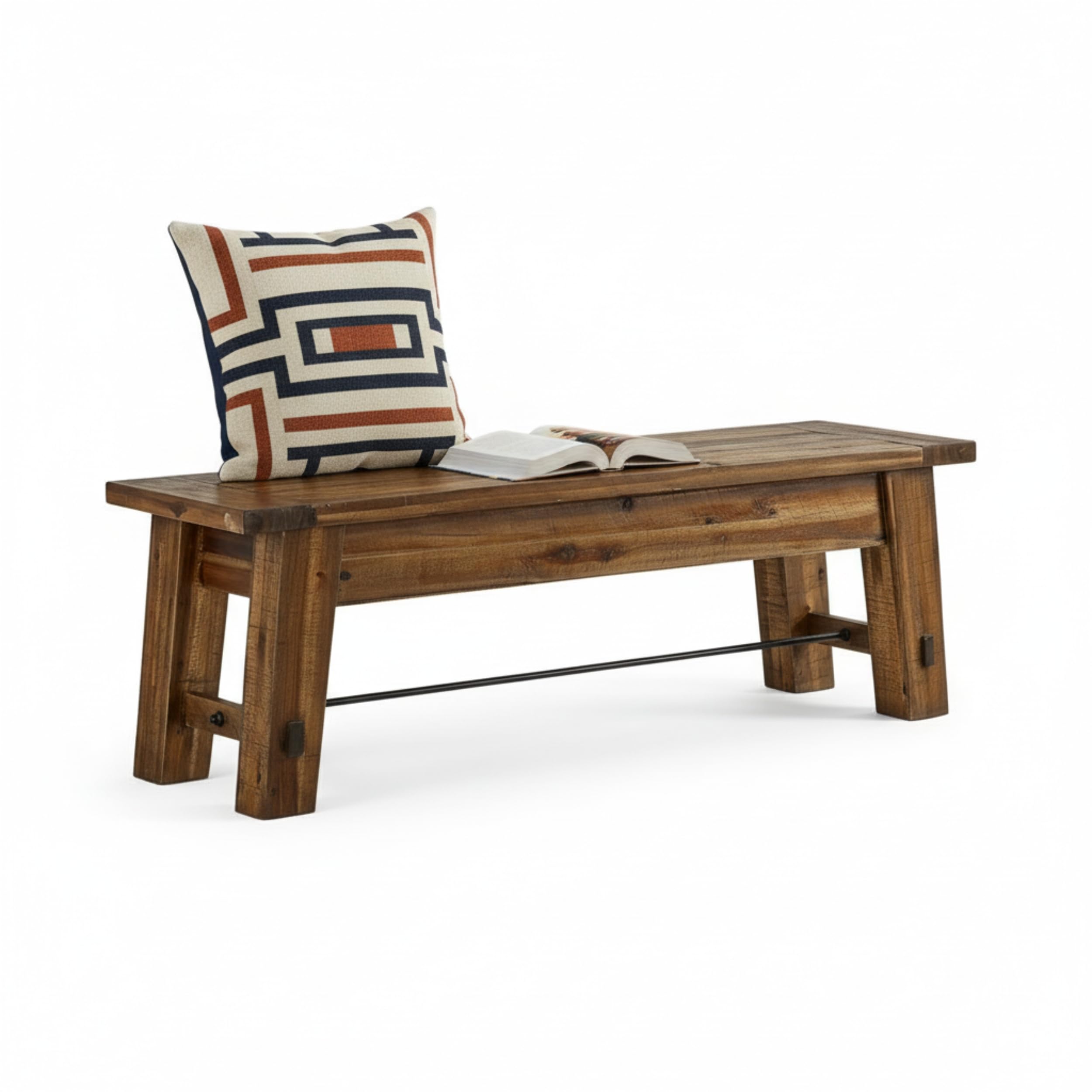 Durango Rustic Farmhouse Style 60-Inch Wood Bench - Industrial Modern Accent Furniture with Solid Wood Seat for Entryway, Dining Room, Hallway, Foyer, or Kitchen by Alaterre Furniture