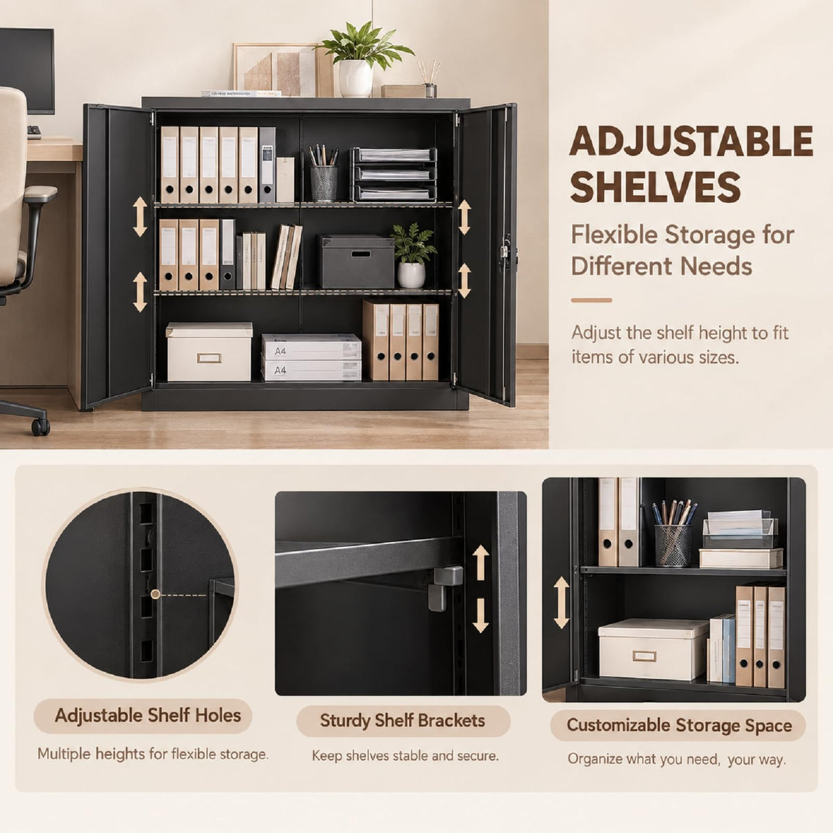 SFTORMAS Metal Storage Cabinet with Locking Doors,Small Office Cabinet