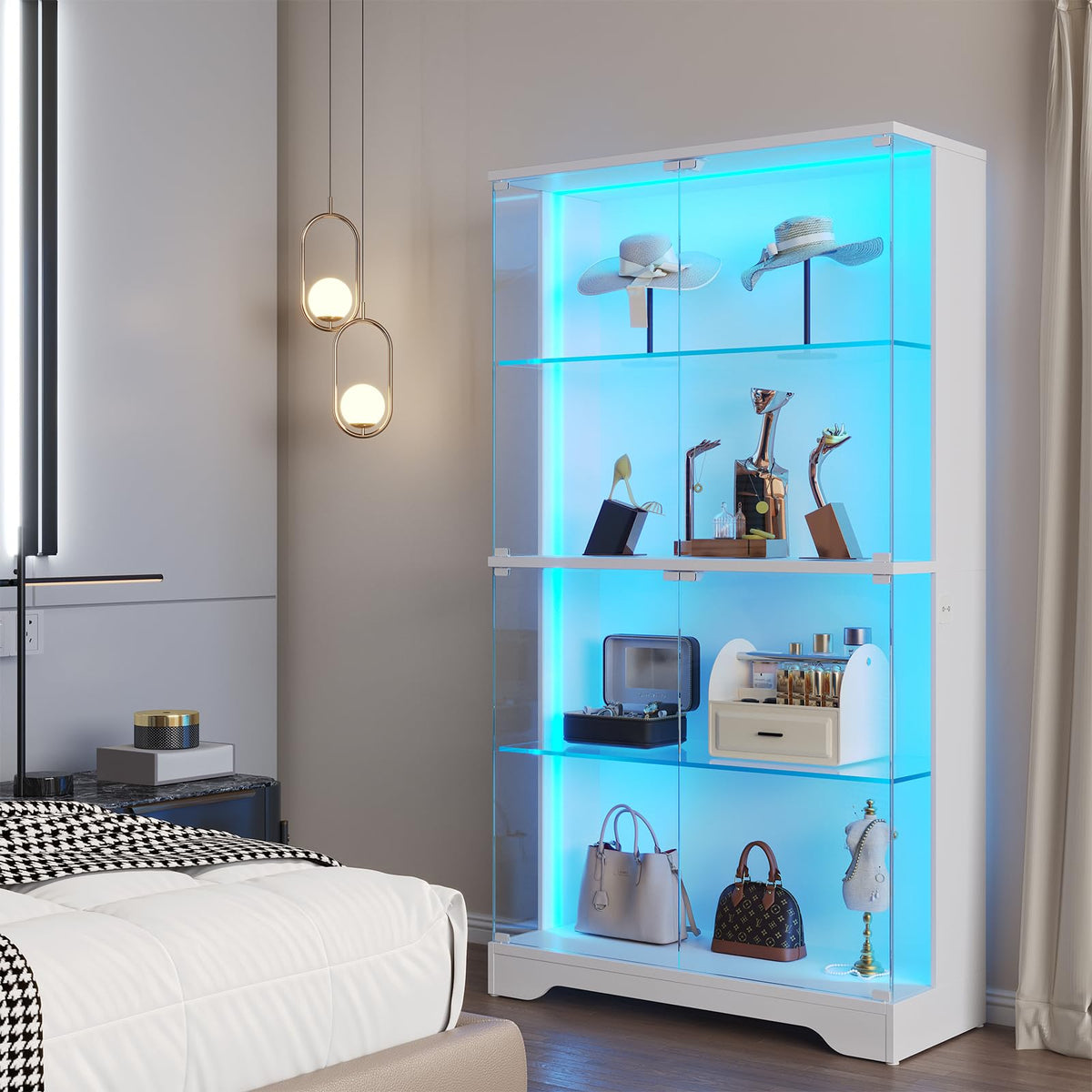 4-Tier RGB Glass Display Cabinet