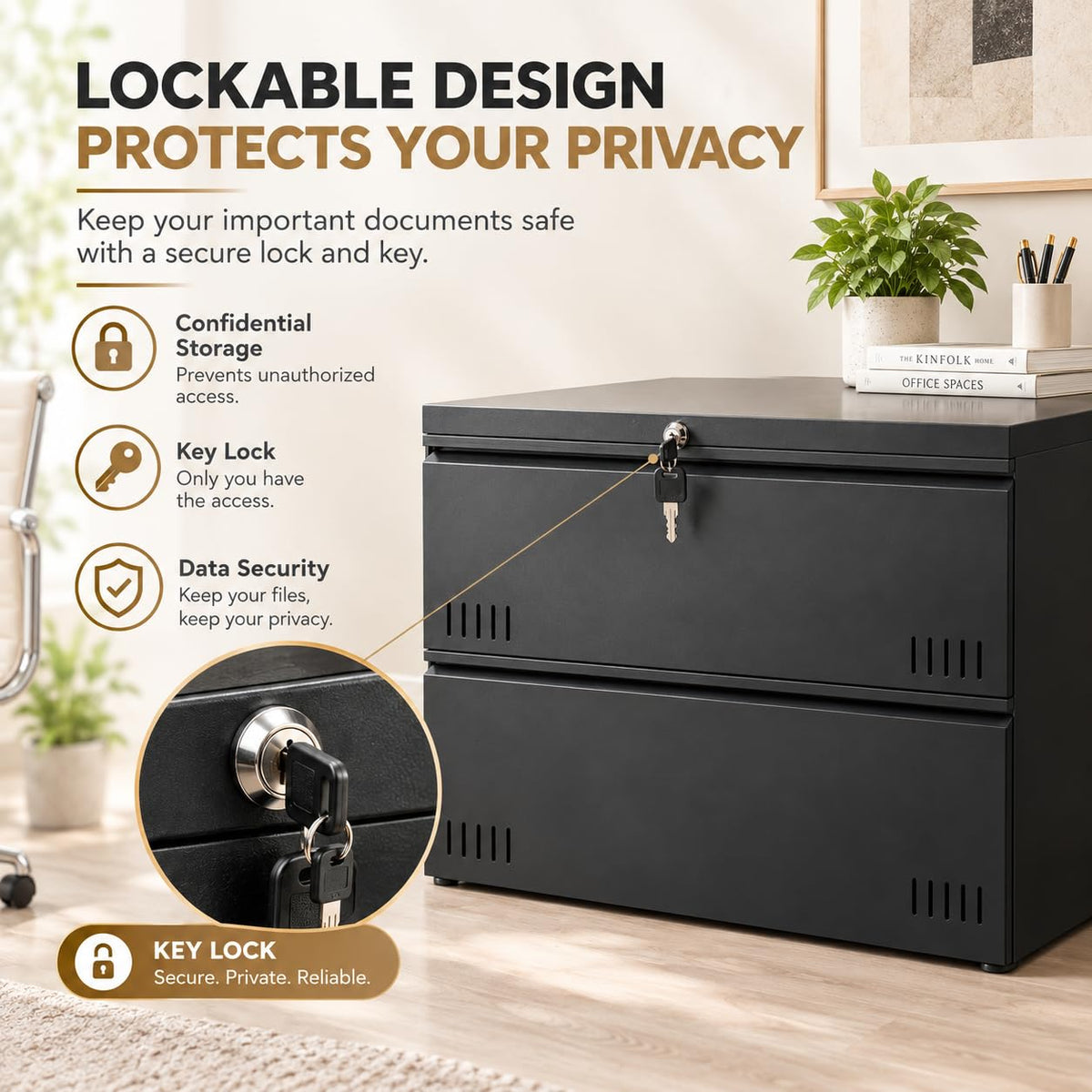 2-Drawer Locking Metal File Cabinet